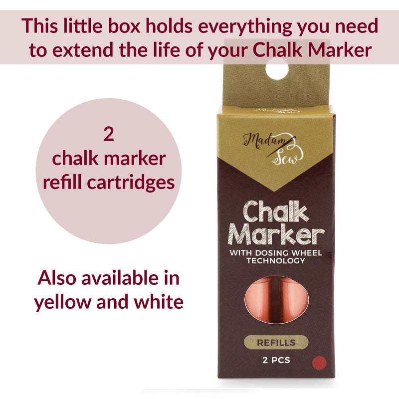 Madam Sew Refillable Tailors Chalk for Fabric - Washable Fabric Markers for Sewing and Quilting with Dosing Wheel, Tailor Chalk Pen for Precise Marking on Cotton, Knit, Suede [Red] - Image 5